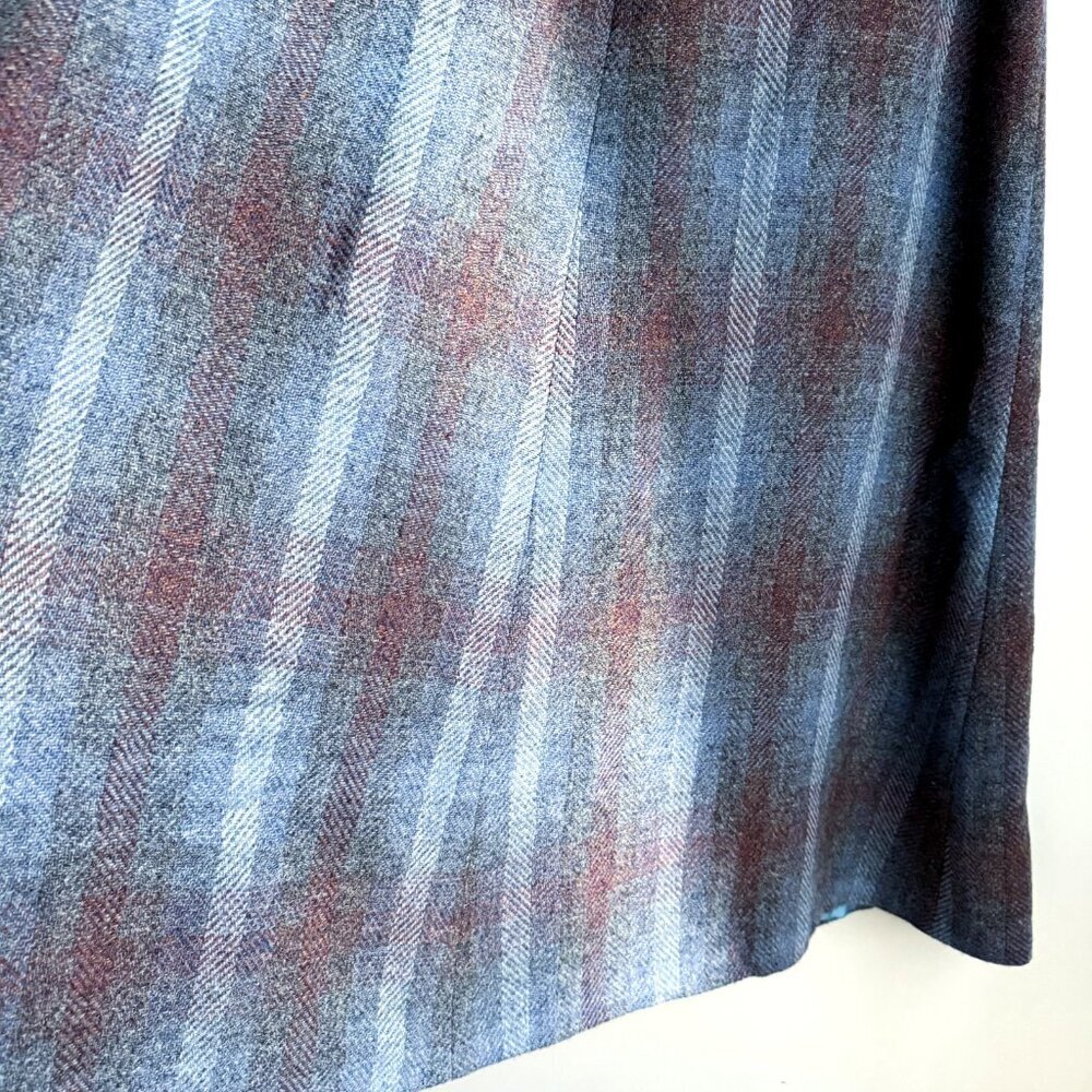 Vintage Avoca Collection Pre New Wool Blue Brown Midi Cape L - Picture 4 of 6